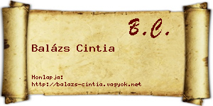 Balázs Cintia névjegykártya